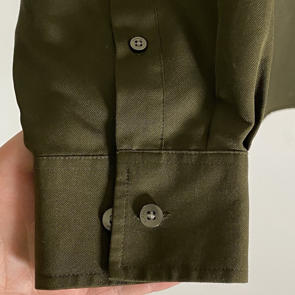 Murano Shirt Mens XL Green Easy Care Long Sleeve Dressy Business Nice Olive - Picture 5 of 16